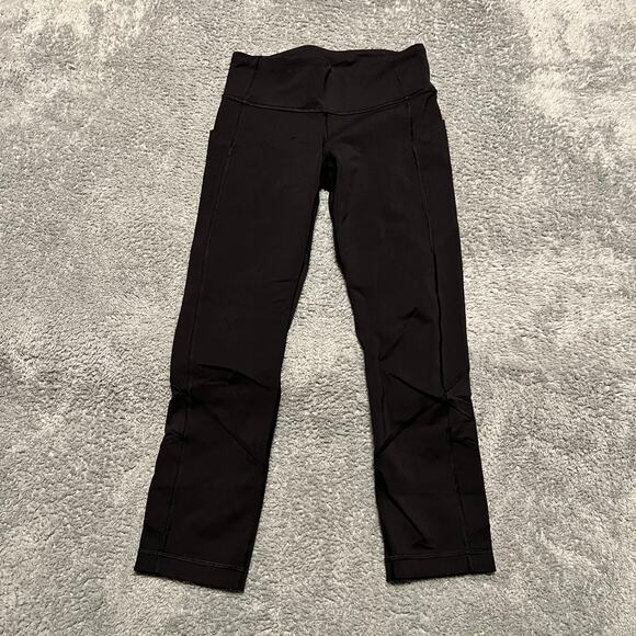 Lululemon Leggings Womens 4 Pace Rival Black Crop Pants Pockets X10416 22” - Picture 1 of 9